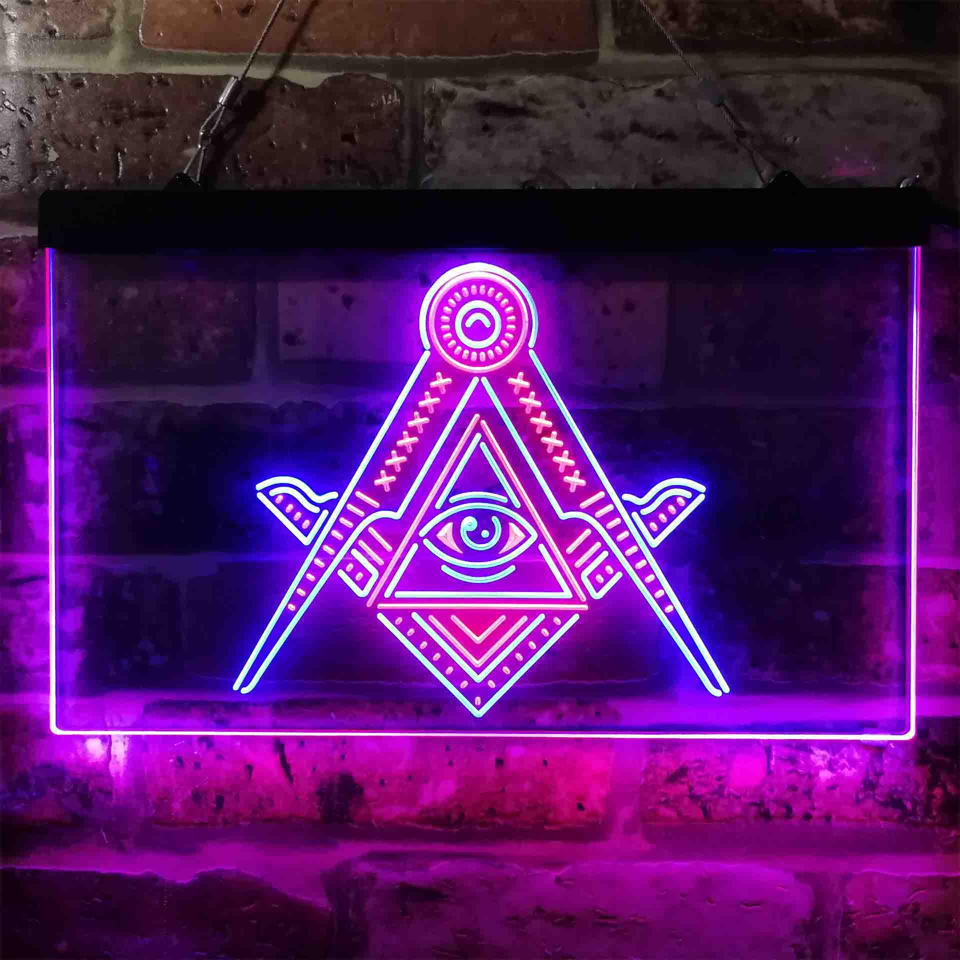 Freemasonry Eye Dual LED Neon Light Sign